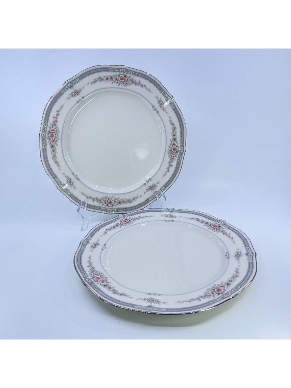 vintage noritake rothschild ivory china dinner plates floral pink blue japan 2